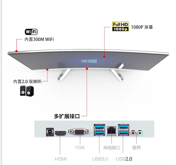 Intel Quad Core Hexa Cores I3/i5/i7 Desktop All in One PC 24inch for Gaming