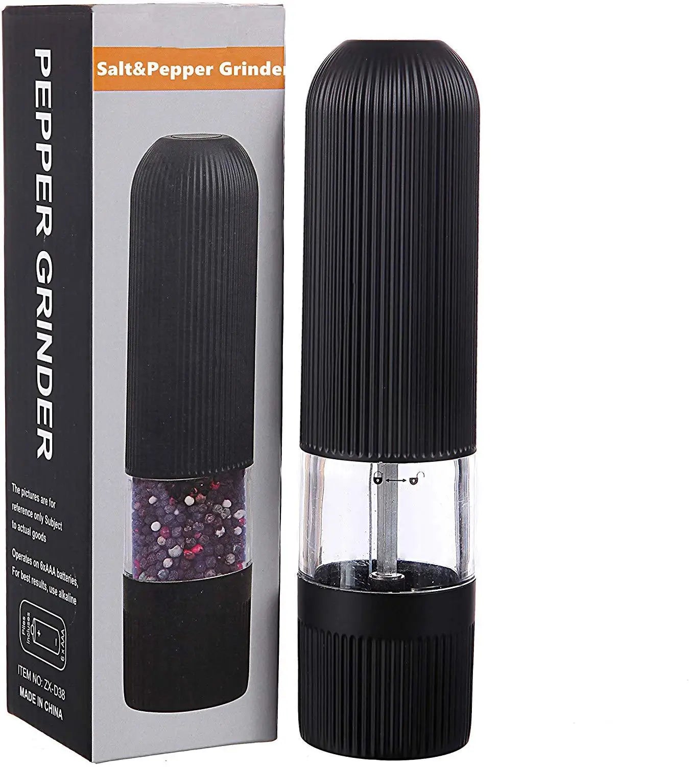 Gravity Electric Pepper Grinder Salt Mill Battery Operated Automatic Pepper Mill with White Light Adjustable Coarseness