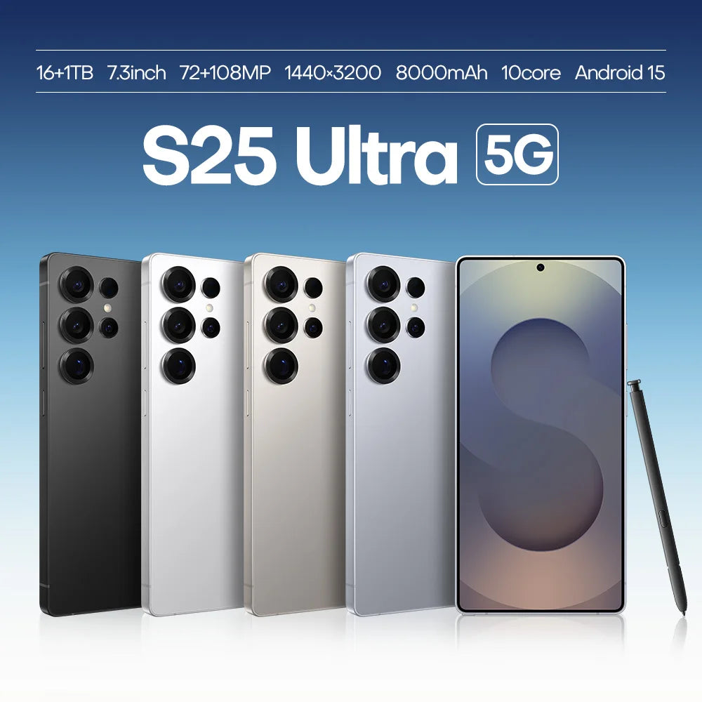2025 New Design Fold S25 Ultra 5G Android 14 Smart Phone Hot Selling 16+1TB Huge Memory CDMA LTE Cellular Global Version English