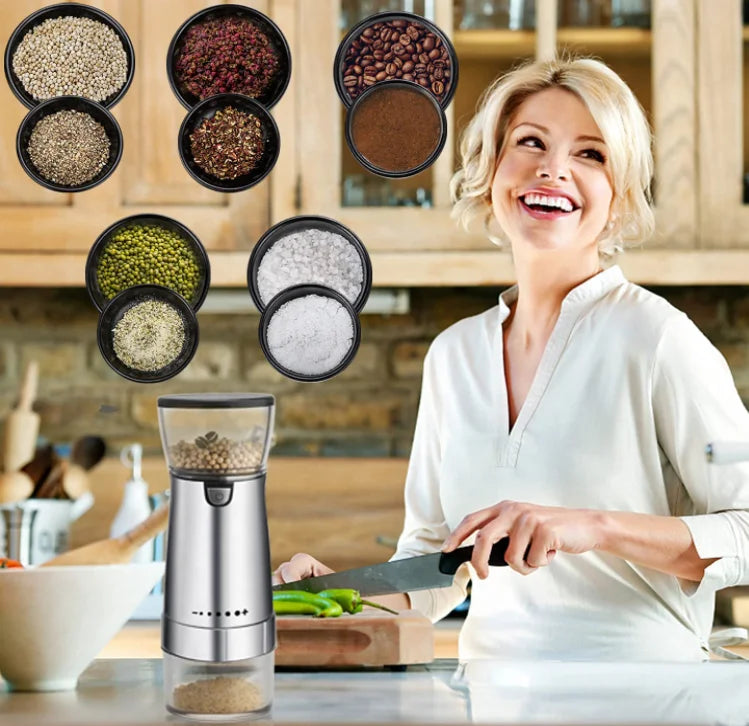 Manufactures Top Seller Products USB Electric Spice Rechargeable Salt and Pepper Electric Grinder with Glass Bottle