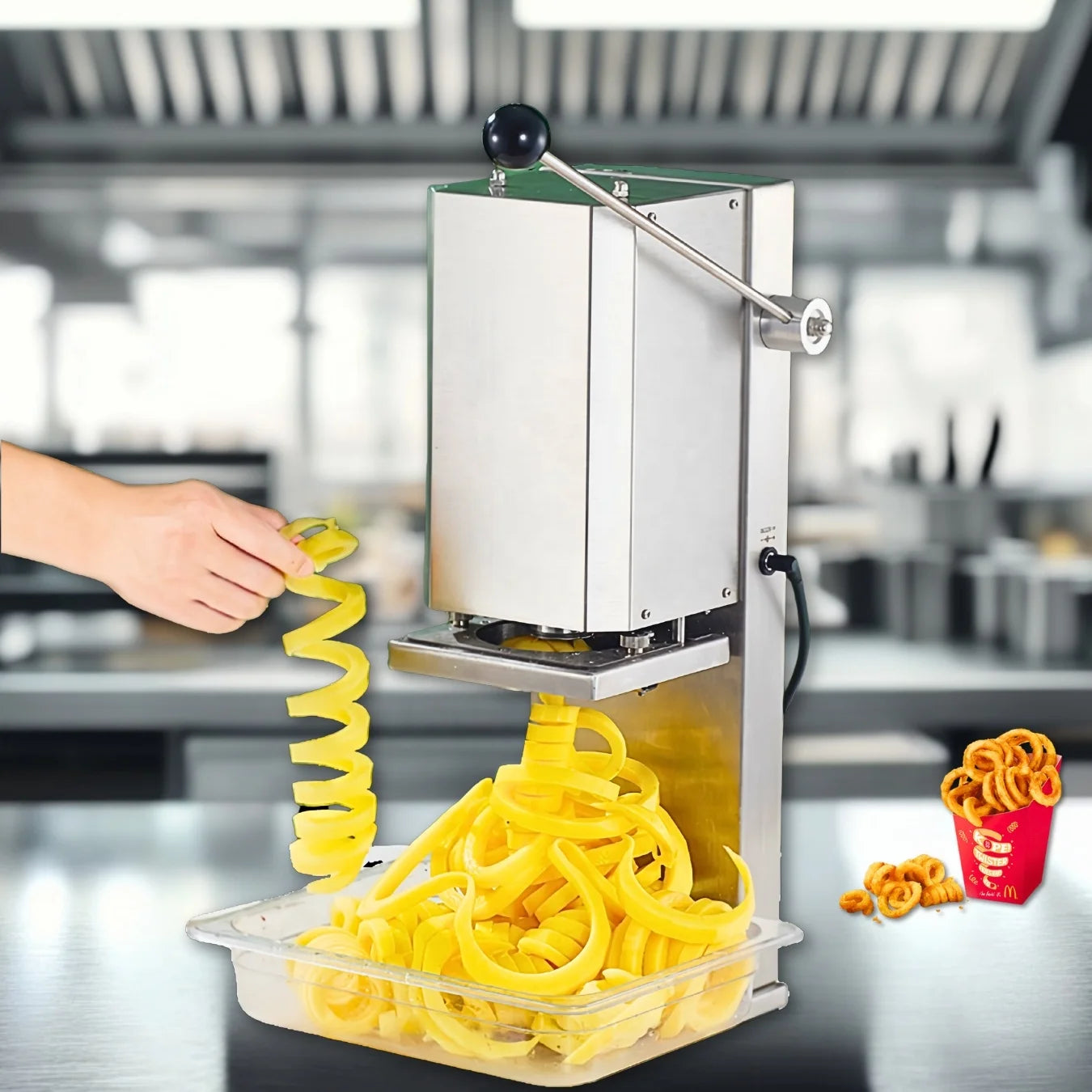 Try Our New Product Thin Easy To Operate Spiral Cutter Machine 26W Potato Slicer Cutting