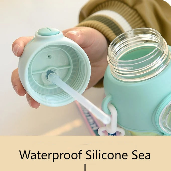 Children's Water Cup Anti-drop Straw Cup Boys Girls School Kindergarten Baby Bear Water Bottle Plastic Drinkware Kids Cups