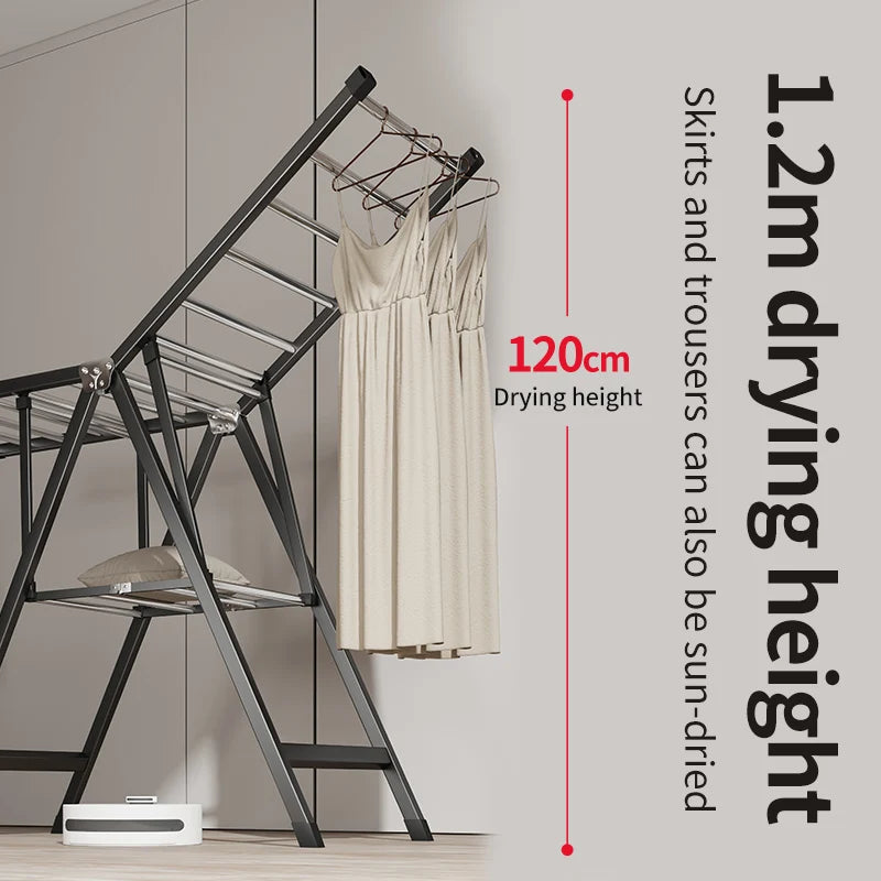 Heavy Duty Foldable Clothes Drying Rack Clothing Organizer Iron Laundry Stand, Rust-Resistant, Multi-Level Drying Hanger