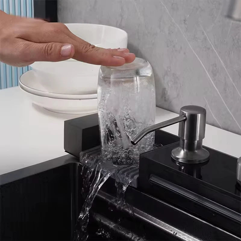 Modern Design Stainless Steel Single Bowl Kitchen Sink Faucet Easy Install Multi-Functional Home Kitchen Handmade Four Square