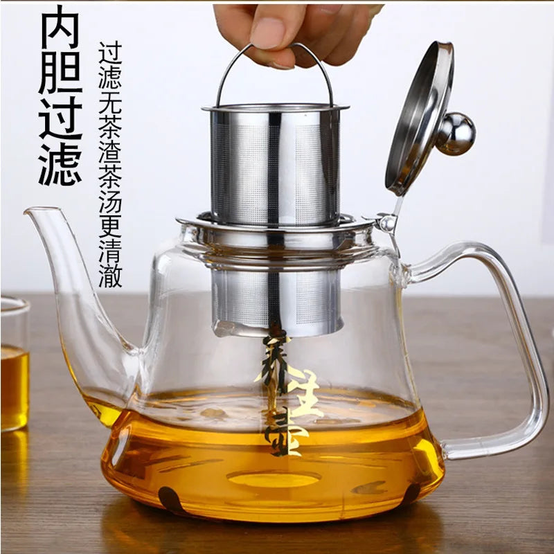 Hiware 1000ml Glass Teapot with Removable Infuser, Stovetop Safe Tea Kettle, Blooming and Loose Leaf Tea Maker Set
