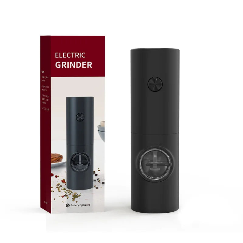 Fully Automatic Black Electric Pepper Grinder with Adjustable Coarseness Plastic Herb & Spice Seasoning Bottle