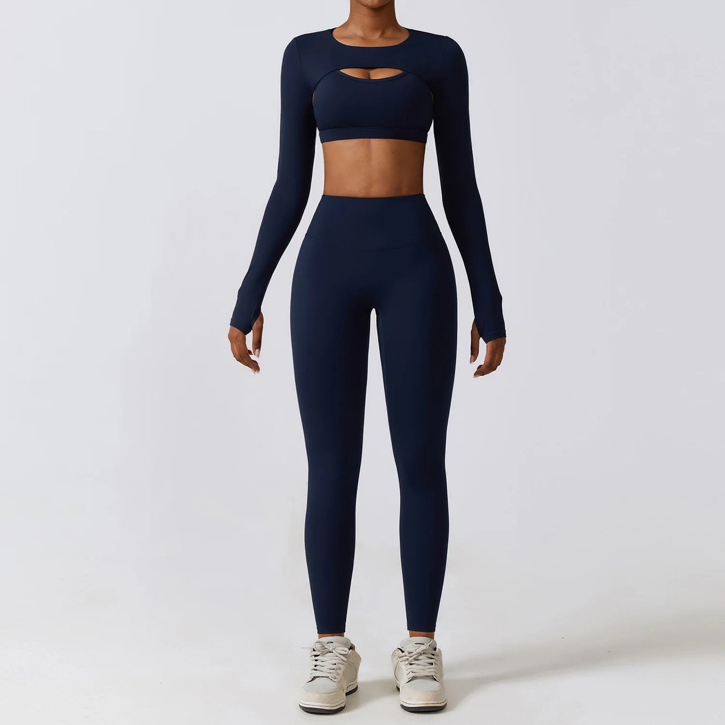 Conjunto de 3 Peças Fitness Feminino – Top Curto