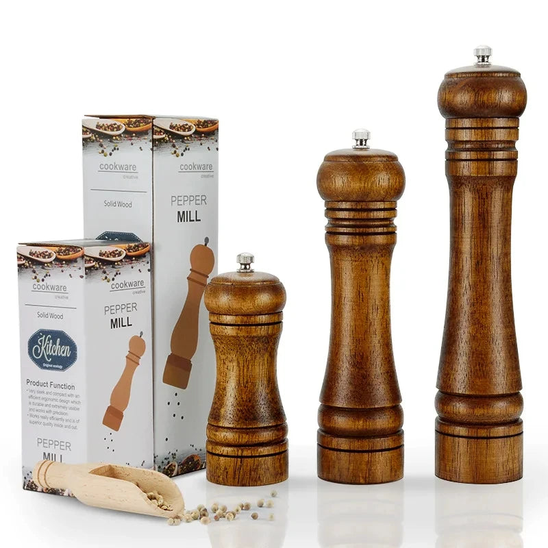 Wooden Grinder Freshly Ground Black Pepper Grains Grinding Bottle Sea Salt Pepper Peppercorns Pepper Household Seasoning Bottle