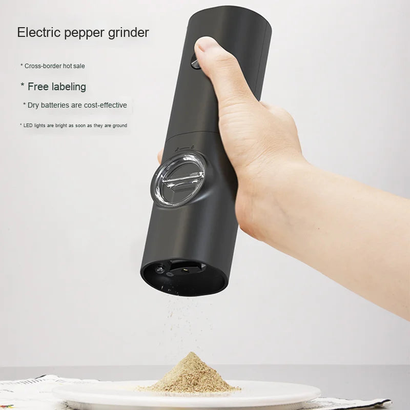 Fully Automatic Black Electric Pepper Grinder with Adjustable Coarseness Plastic Herb & Spice Seasoning Bottle