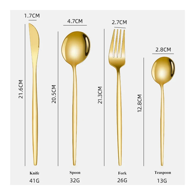 24Pcs Dining Room Stainless Steel Steak Knife,Fork and Spoon Tableware Set
