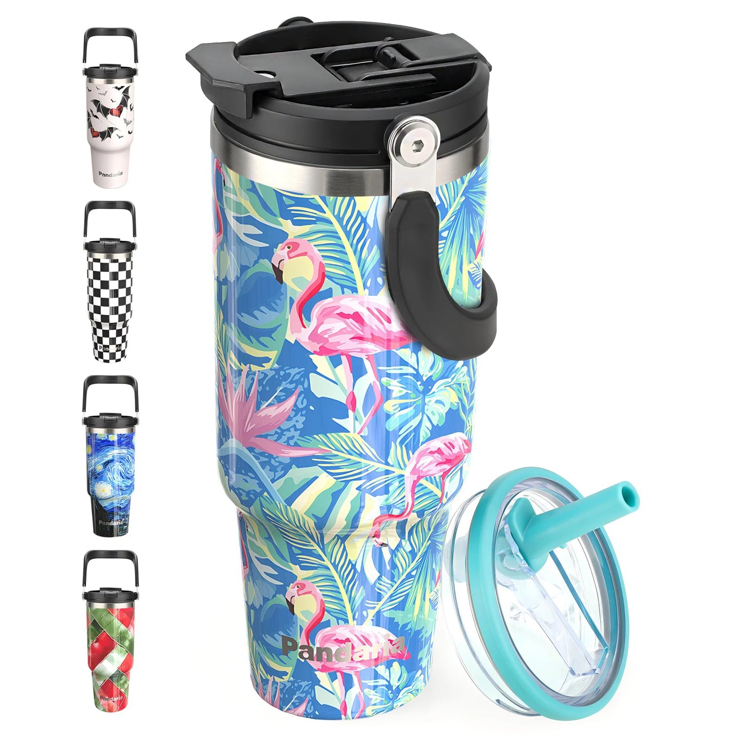 FBA Warehouse Ready Stock 40oz Powder  Solid Color Checkerboard  Coated Insulated Tumbler with Lids and Straws Insulated Mug