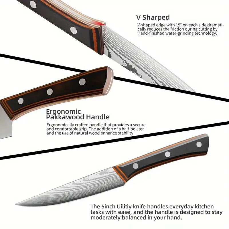 6 Pcs Custom Non-Stick Pattern Metal Blade Kitchen Slicer Knives Manufactory Company's Utility Fruit Knife