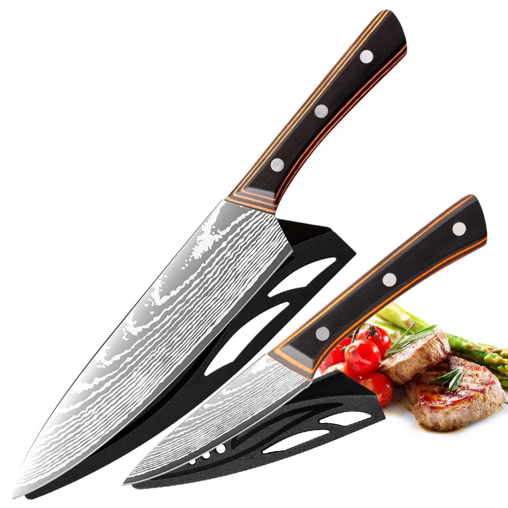 Chef Custom Kitchen Slicer Knife SS3CR13 Non-Stick Pattern Blade Nakiri Carving & Filleting Metal Slicing Knives