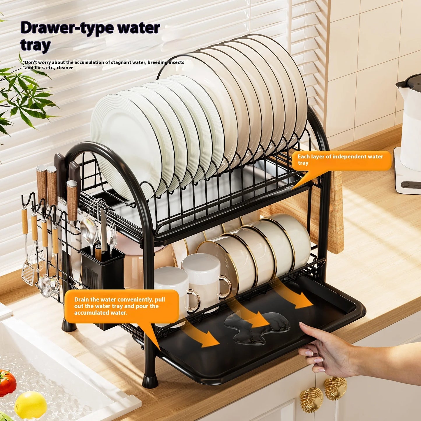 Multifunctional Kitchen Storage Rack Multi-Layer Bowl Chopsticks Drain Rack Plate Drying Bowl Rack Chopsticks Tube Boxed