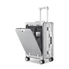 2024 New Design Front Open Carry on  Luggage Lightweight Hard Side Suitcase Travel Luggage With USB Charger and Cup Holder