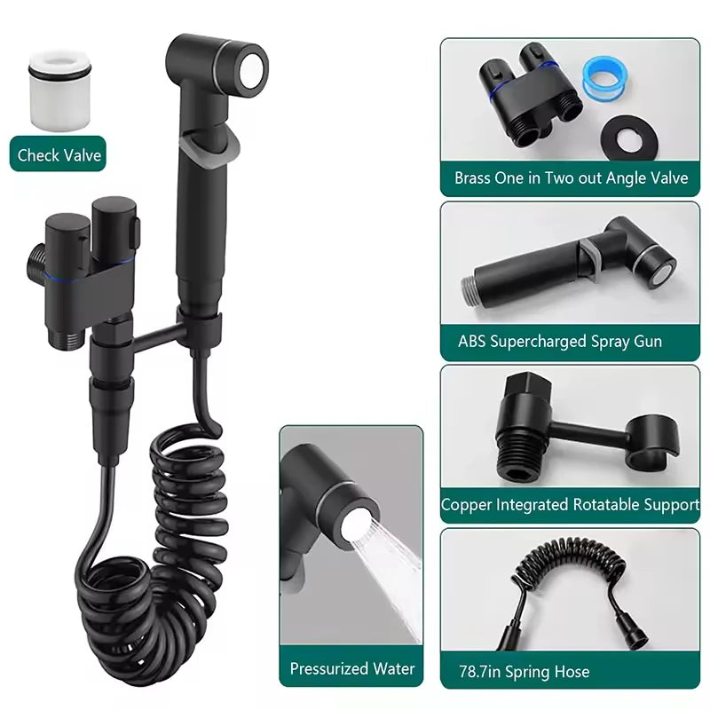 High-quality Factory Direct Wall-Mounted High-Pressure Handheld Bidet Sprayer Gun Set ABS Home Toilet Bathroom