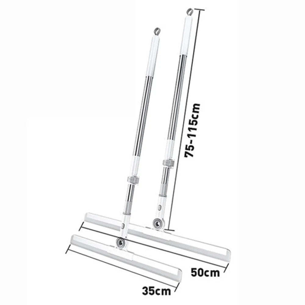 50cm Rotating Scraper Glass Wipers Soft Bristle Household Stainless Steel Long Handle Floor Sweeping Magic Broom for Bathrooms