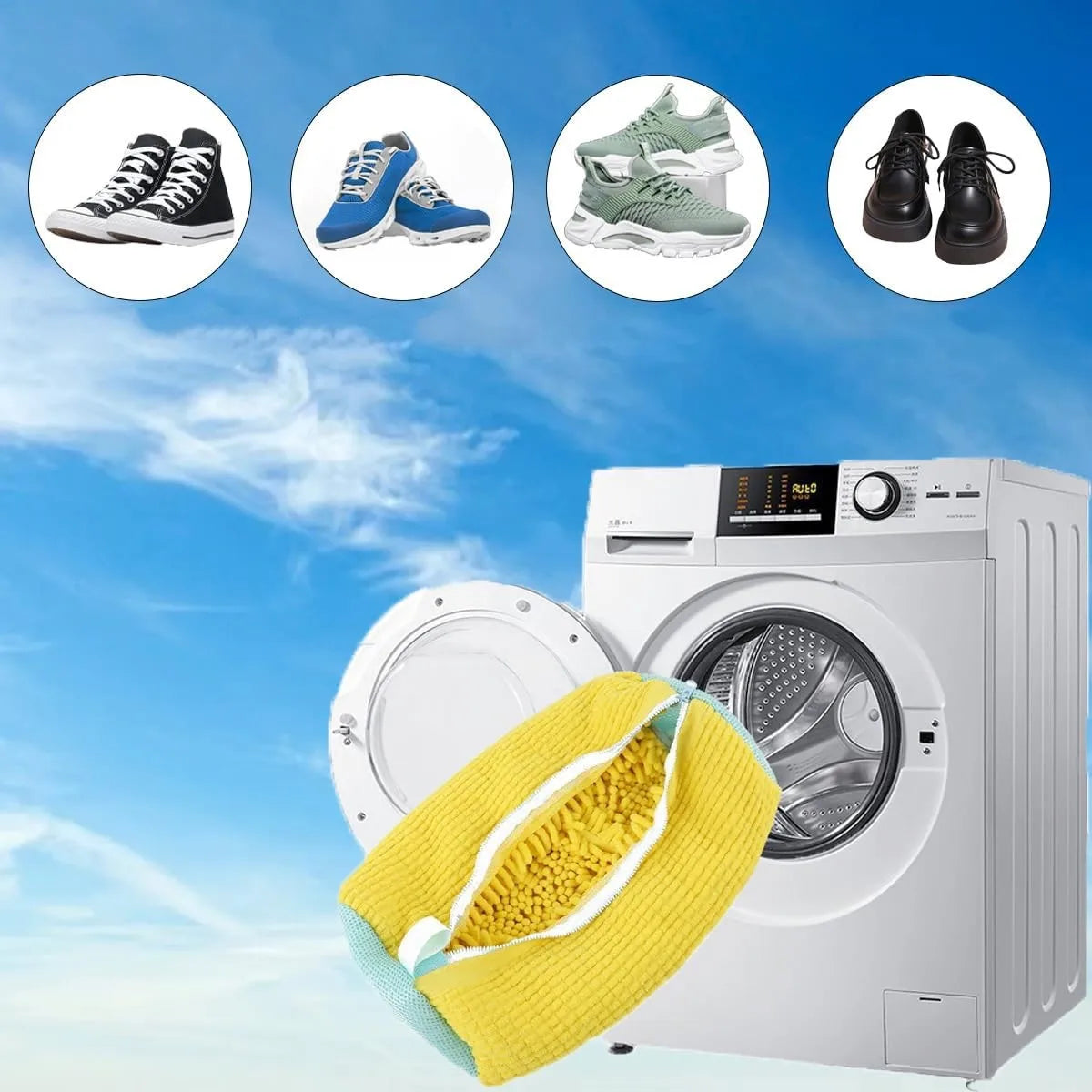 Customizable Logo Thickened Zippered Polyester Shoe Cleaning Bag for Washing Machines