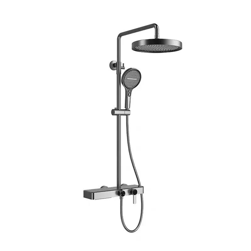 Cross-Border Household Toilet Large Waterfall Water Outlet ABS Chrome Soft Hot Cold Copper Brushed Gold Shower Suit Storage