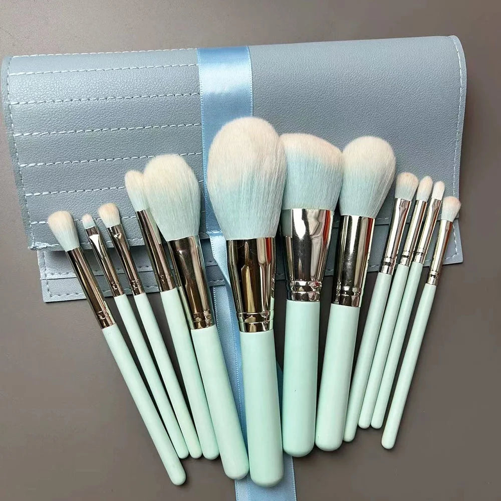 2024 New 12pcs Blue Makeup Brush Set with Make up Brush Set case Holder Health and Beauty Beauty Products
