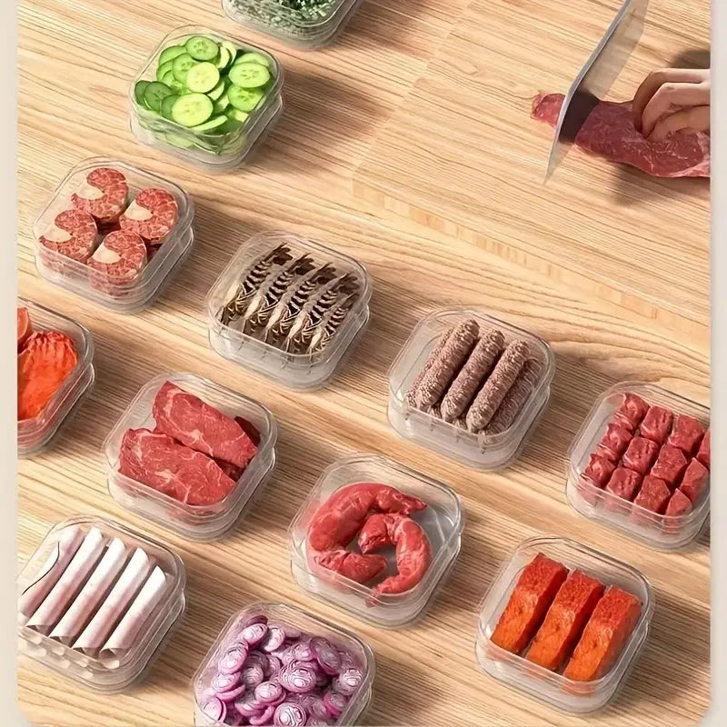 8/10pcs Refrigerator Meat Freezer Box, Fruit Vegetable Crisper, Dumpling Ginger Garlic Onion Containers, Fridge Organizer Set