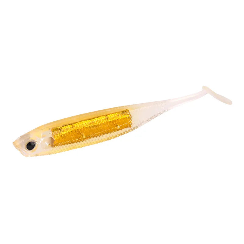 New 7.5cm/2.5g Rainbow Fish T-Tail Lure Simulation Hollow Belly Reflective Soft Bait Made of Silicone for Carp Fishing