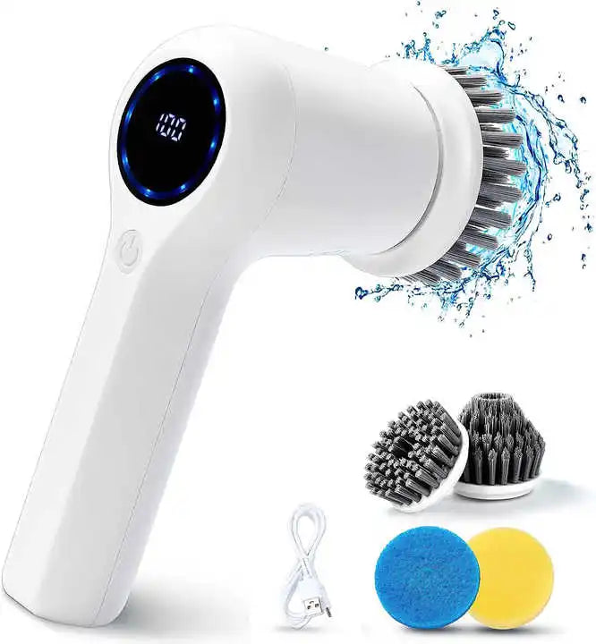 2-Speed Cordless Electric Shower/Sink/Window Cleaning Brushes for Spin Scrubber with Battery Level Display for Bathrooms