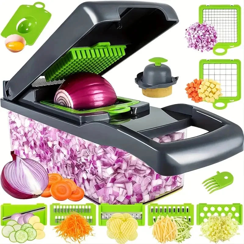 Factory Wholesale Kitchen Accessories 14 in 1 Food Cutter Veggie Onion Chopper Mandoline Slicer Multifunctional Vegetable Cutter