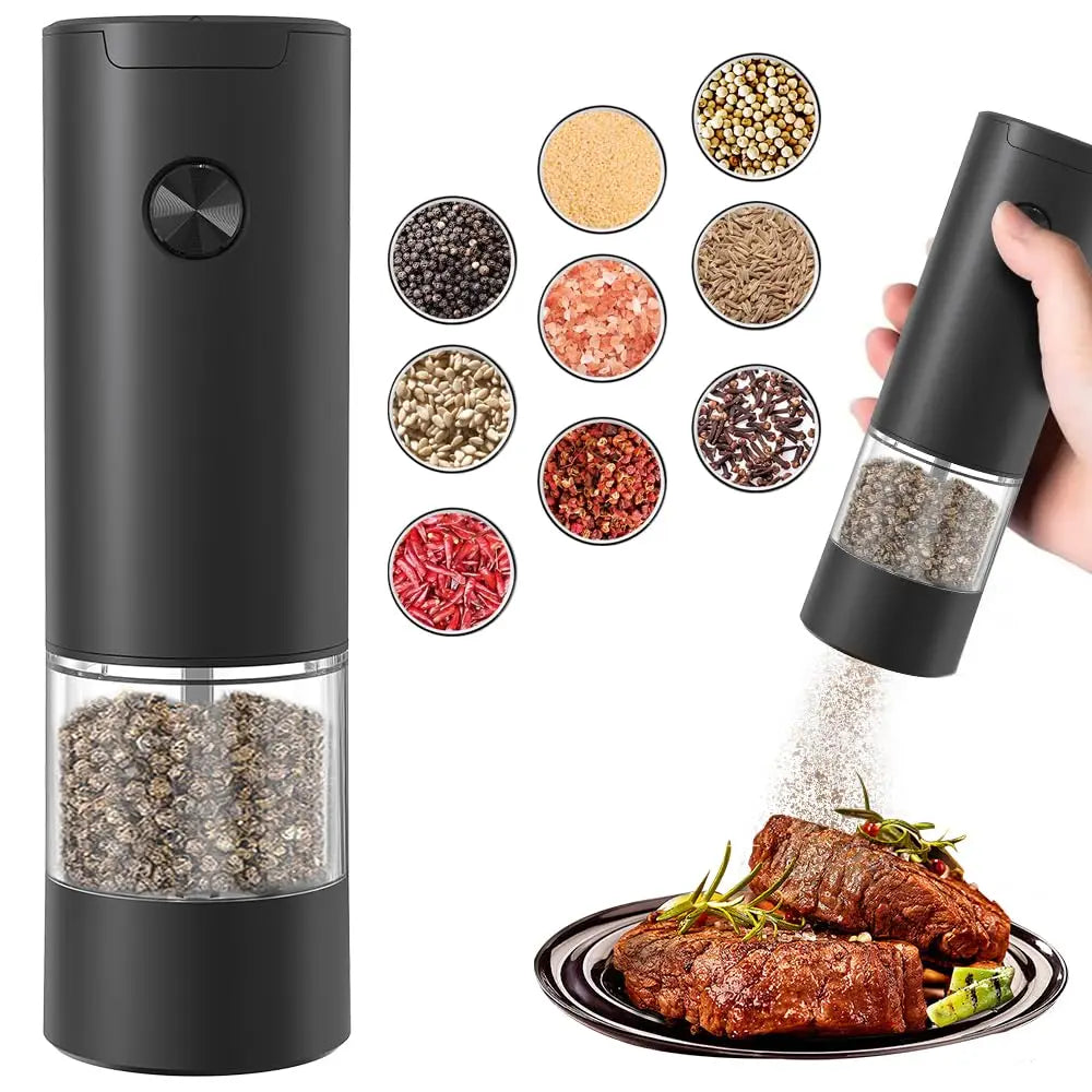 Electric Pepper and Salt Grinder, Adjustable Coarseness Salt & Pepper Mill,With LED Light,Easy to Clean