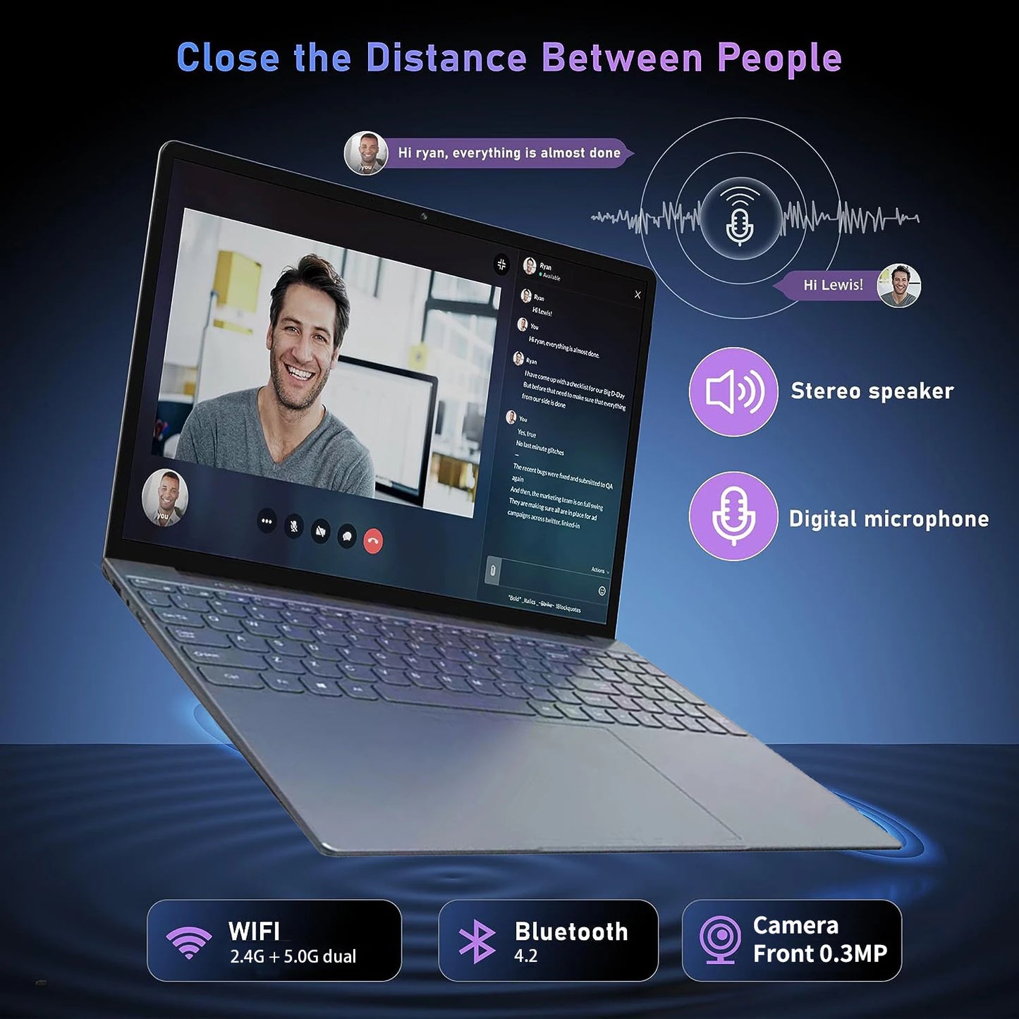 15.6 Inch Laptop Supplier Fingerprint 2K 1920*1200 Resolution 8GB RAM 256GB M.2 SSD Ordinateurteur Portable Laptop I7 Core