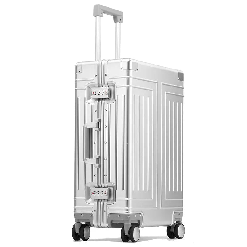 20 24 26 29 Inch All Aluminum Carry on Luggage Hard Shell Suitcase Zipperless Spinner Wheels Luggage With 4 Anti-crash Corners