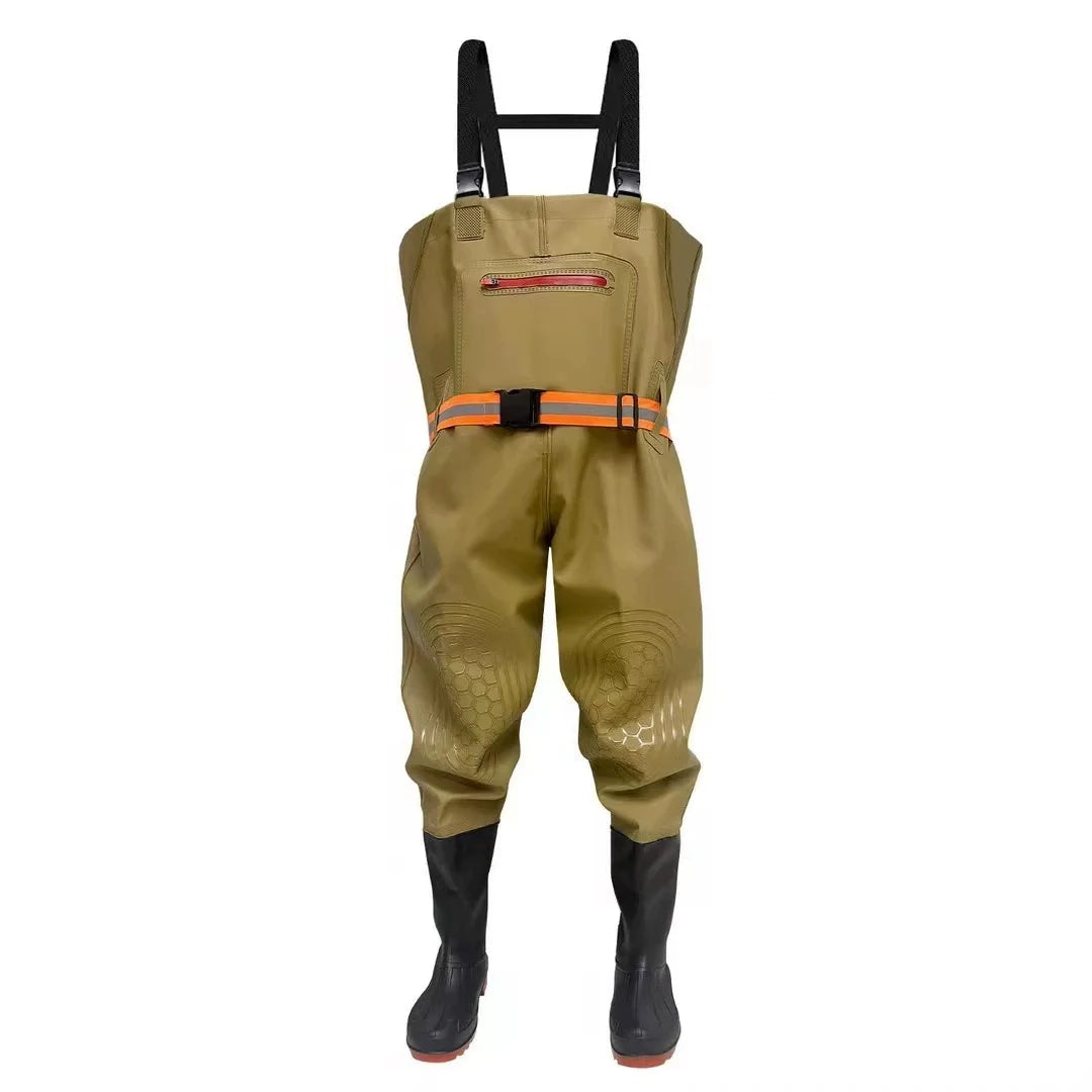 Unisex Nylon Chest Waders with Steel Toe Boots Green  Waterproof Performance Gear for Men-for Fishing and Hunting