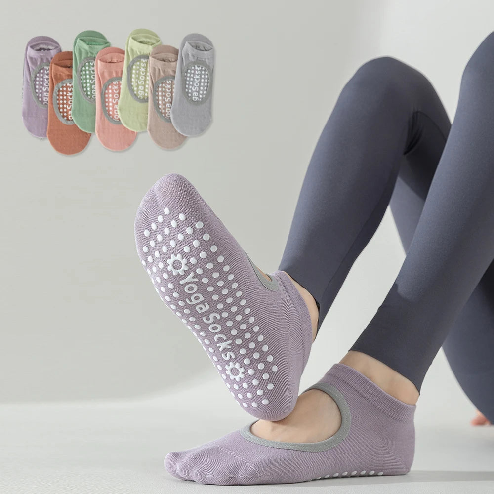 Boneless Custom Logo Grip Barre Trampoline Socks Pilates Non Slip Yoga Ballet Socks Compression Cotton Low Cut  Ankle  Socks