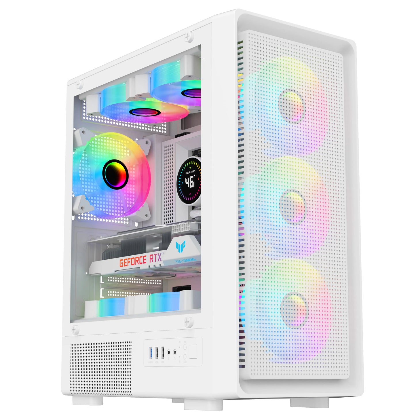 T10 Nine-Tailed Fox 240mm Water-Cooled Glass Side ATX/DIY Shell Matx Desktop Computer Case for Gaming Transparent Side for
