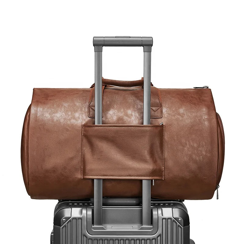 Wholesale Outdoor PU Leather Luggage Travel Bag Business Suit Bag Men Duffel Travelling Bag