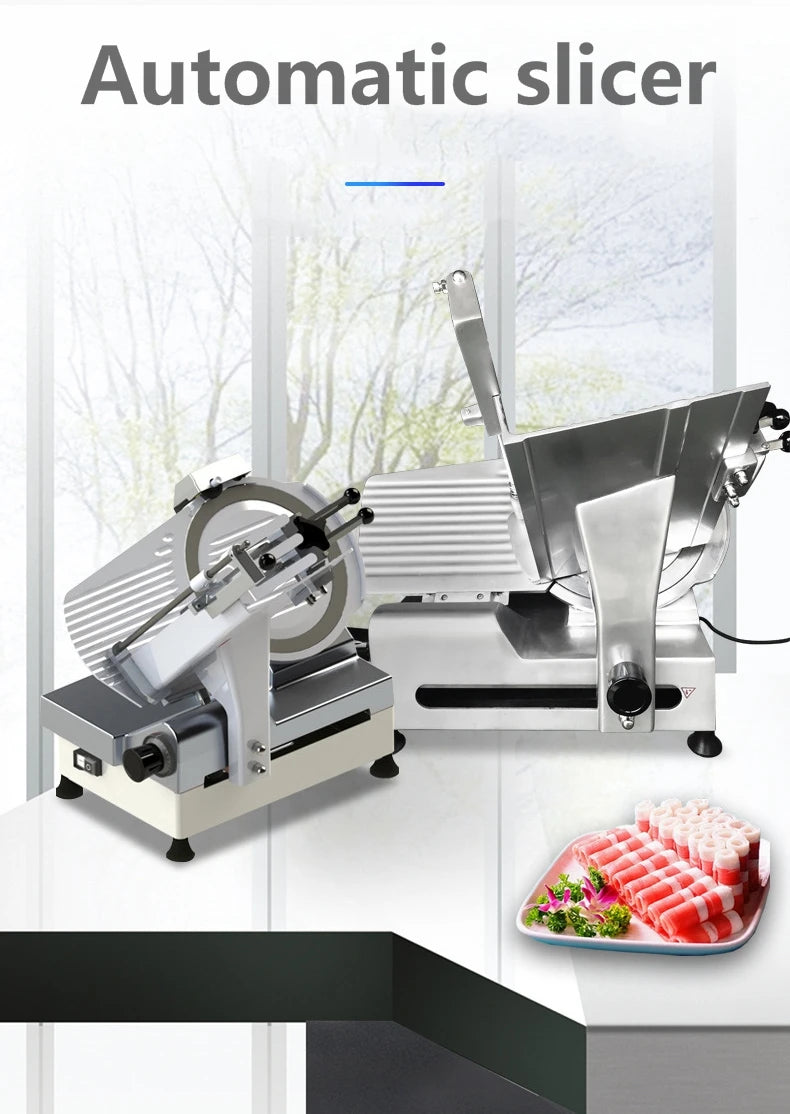 12 / 13 Inch Thin Meat Slice Cutting Machine Full Automatic Desktop Meat Slicer for Cutting Frozen Meat Mutton Roll Slicer