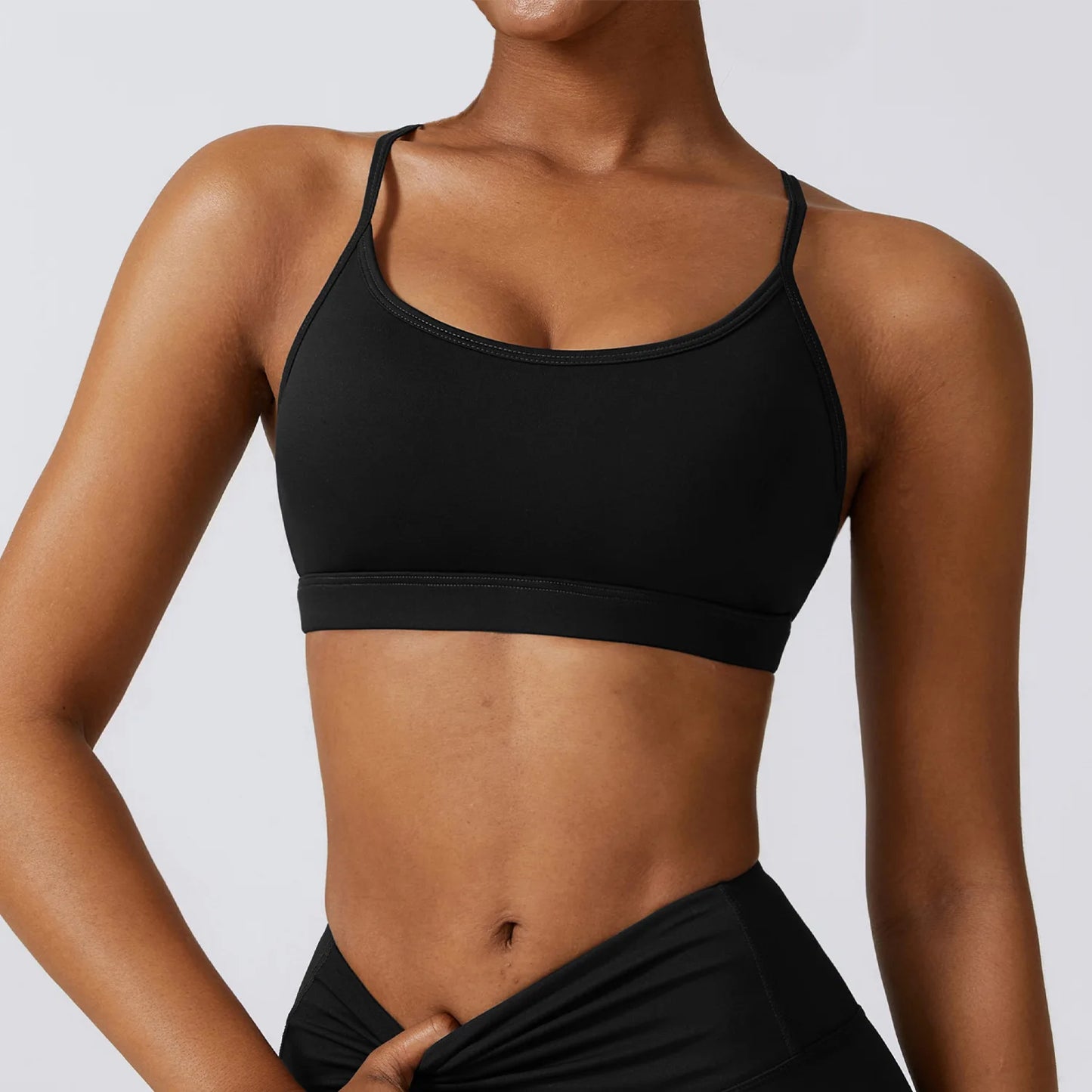 Conjunto de 3 Peças Fitness Feminino – Top Curto