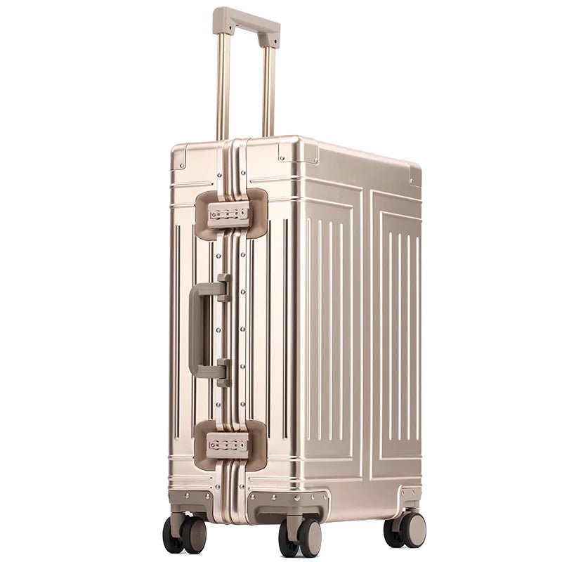 20 24 26 29 Inch All Aluminum Carry on Luggage Hard Shell Suitcase Zipperless Spinner Wheels Luggage With 4 Anti-crash Corners