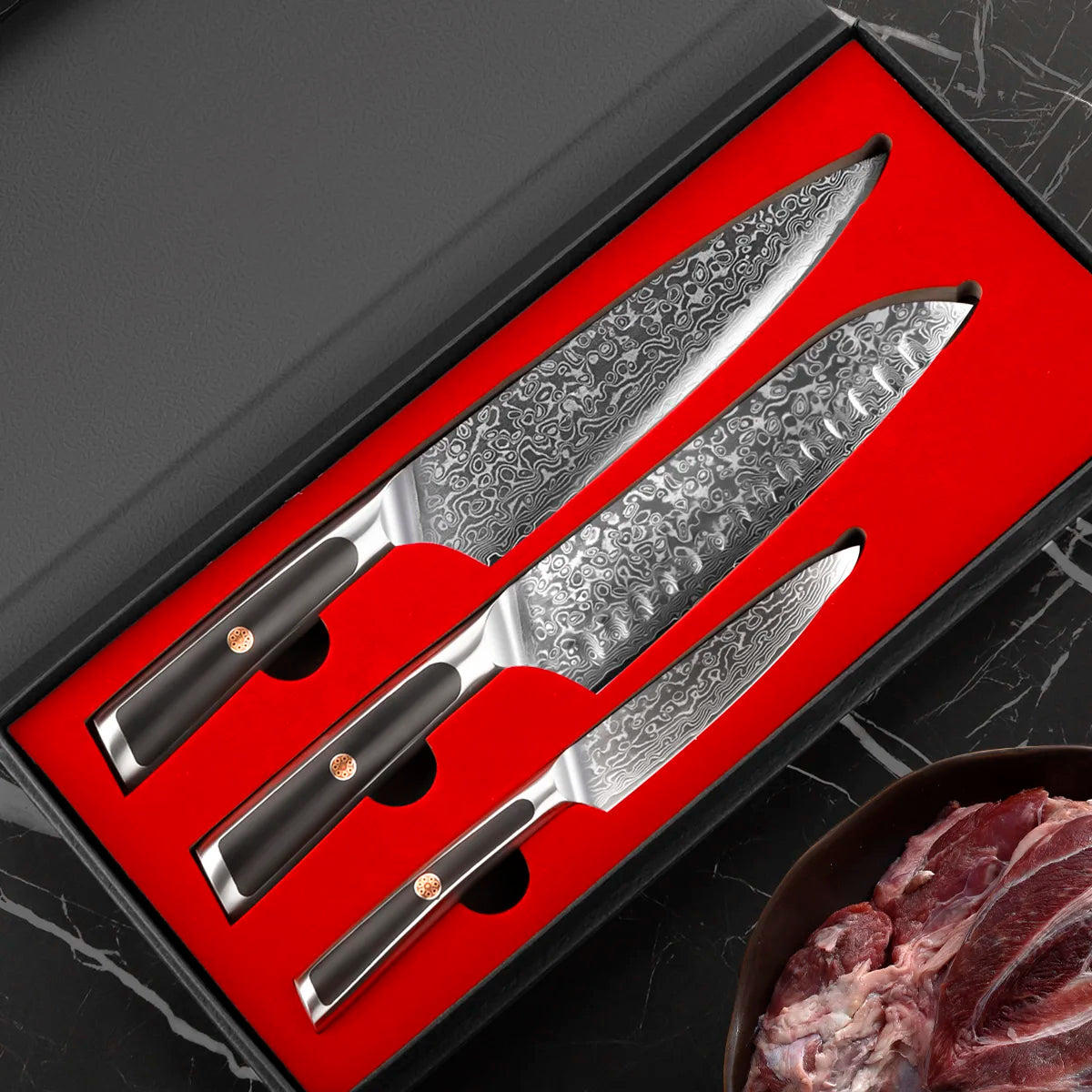 High-end Damascus Kitchen Knife Set Vegetables Fruit Slicer Chef Peeling Carving Sashimi Utility Paring Slicing Knives