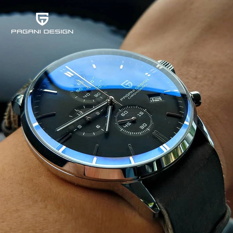 PAGANI DESIGN 2025 New Luxury Fashion Sapphire Japan VK67 Mens Watches Quartz Pointer Chronograph Waterproof Wrist Accessories