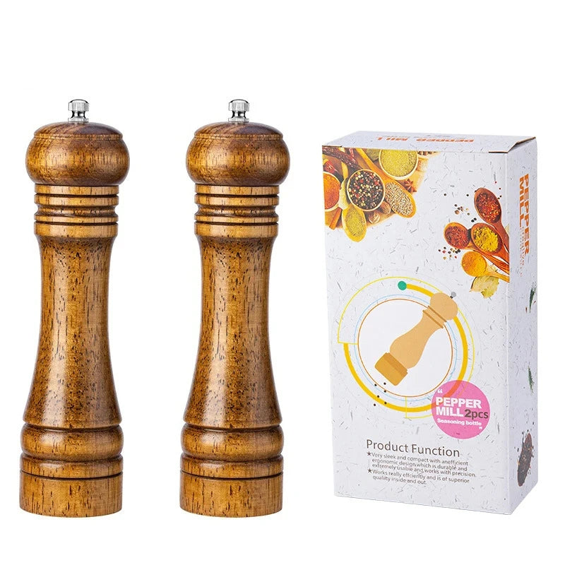 Wooden Grinder Freshly Ground Black Pepper Grains Grinding Bottle Sea Salt Pepper Peppercorns Pepper Household Seasoning Bottle