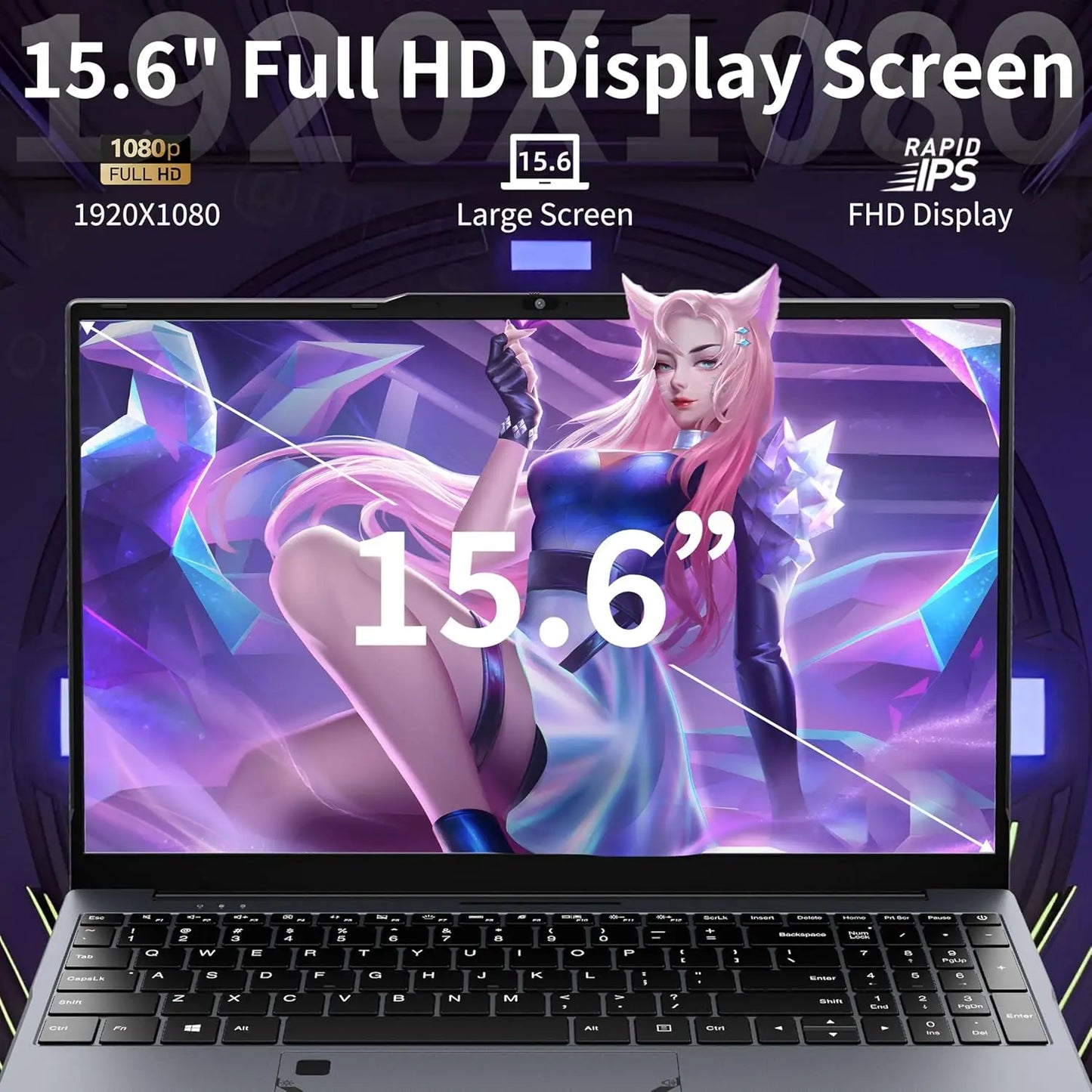 15.6" Gaming Laptop AMD-Ryzen  7 Laptop 32GB DDR4 RAM 512GB NVMe SSD Portable Notebook Laptop