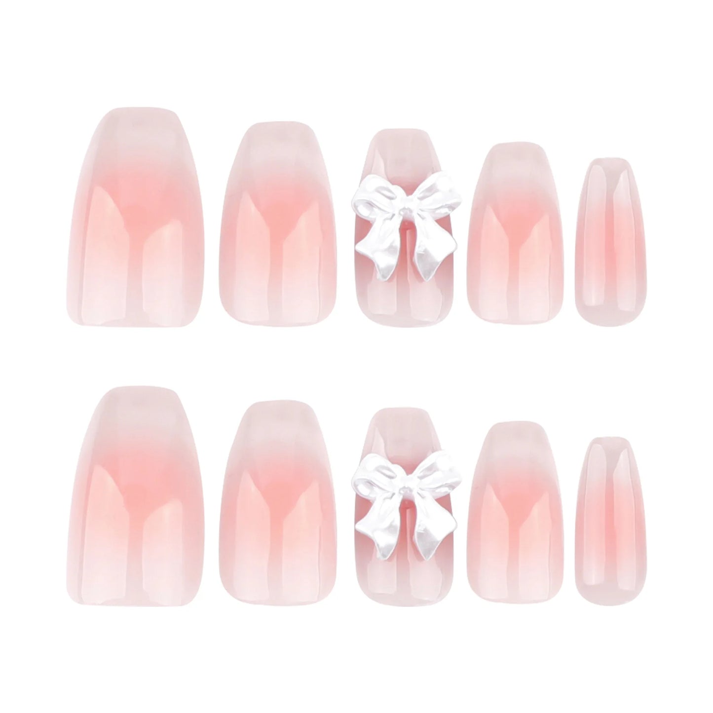 Cheap Price Beauty Product Sweet Blush French Cat-Eye Bow Ballet Shoes Almond Nails Self-Adhensive for Press on Nails