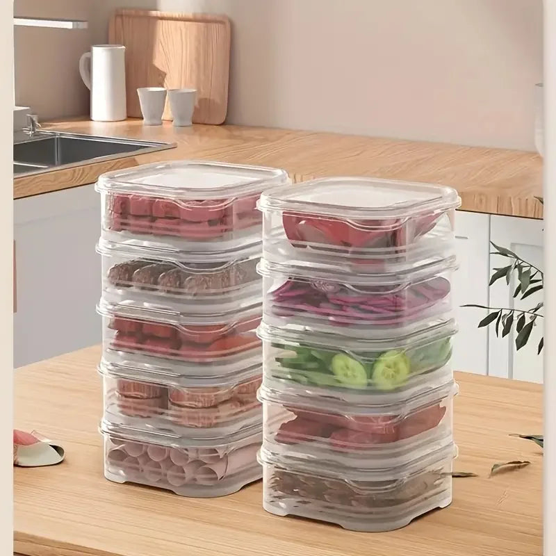 8/10pcs Refrigerator Meat Freezer Box, Fruit Vegetable Crisper, Dumpling Ginger Garlic Onion Containers, Fridge Organizer Set
