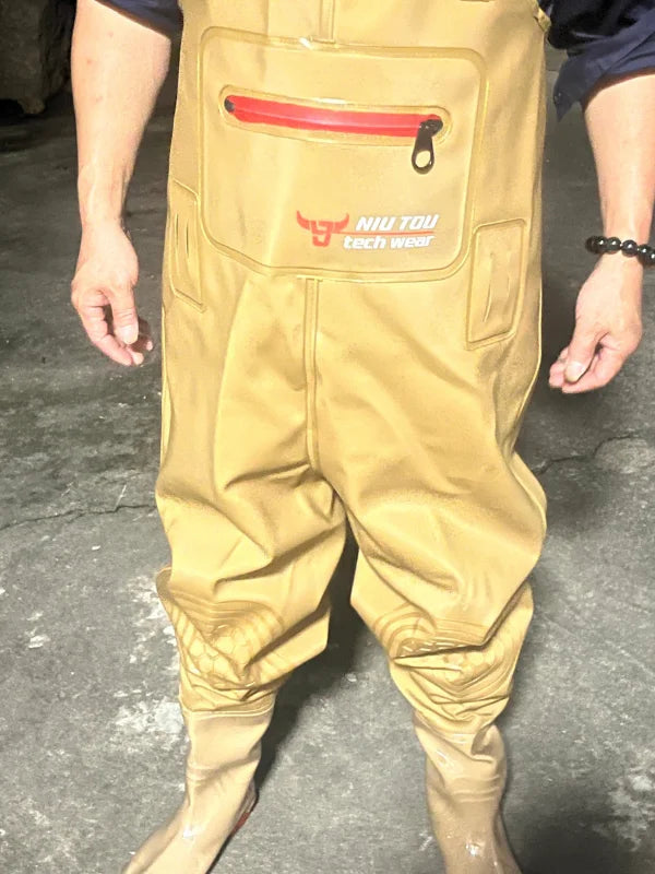 Unisex Nylon Chest Waders with Steel Toe Boots Green  Waterproof Performance Gear for Men-for Fishing and Hunting