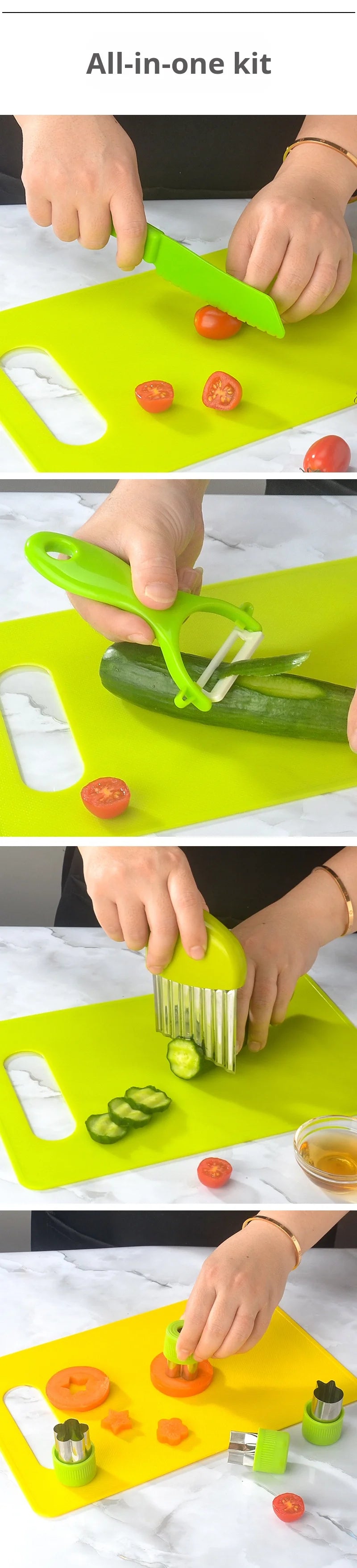 Children's Stainless Steel Fruit Knife Set Plastic Wood Safe Chopping Board Early Education Toddler Toy Disposable Hand Safety