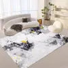 Dark Blue Abstract Art Modern Carpet Thin Fabric Indoor Floor Cover for Large Living Room Elegant Ink Style Print Area Rugs Sets