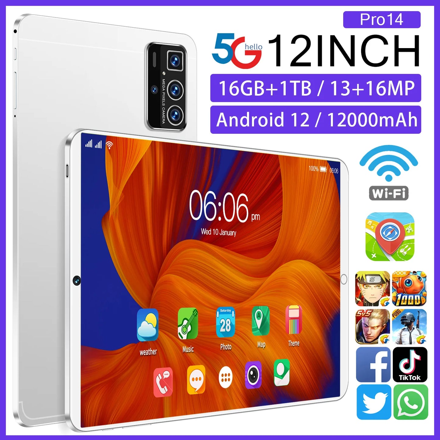 2025 Global 14 Pro Table PC Customized 16GB+1TB Android Tablet 12 Inch Dual SIM Educational Call Android Table Pc