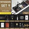 TD Digital Disinfection 3in1 Smart Kitchen Sink - Big Size Stepped Design for Fruit/Vegetable/Seafood, Black Nano,Luxury Kitchen