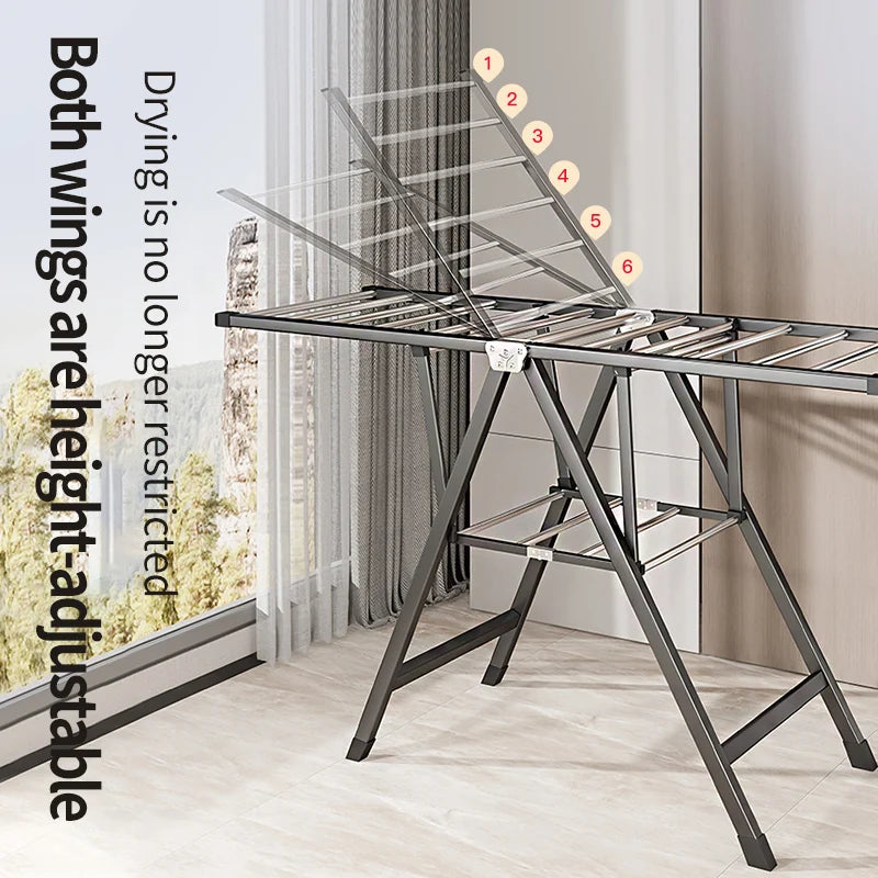 Heavy Duty Foldable Clothes Drying Rack Clothing Organizer Iron Laundry Stand, Rust-Resistant, Multi-Level Drying Hanger